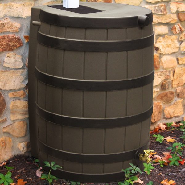 77713D22-FA19-7438-2B9A-3AFA6EE56100 40 Gallon Rain Barrel with Darkened Ribs Oak - Image 1